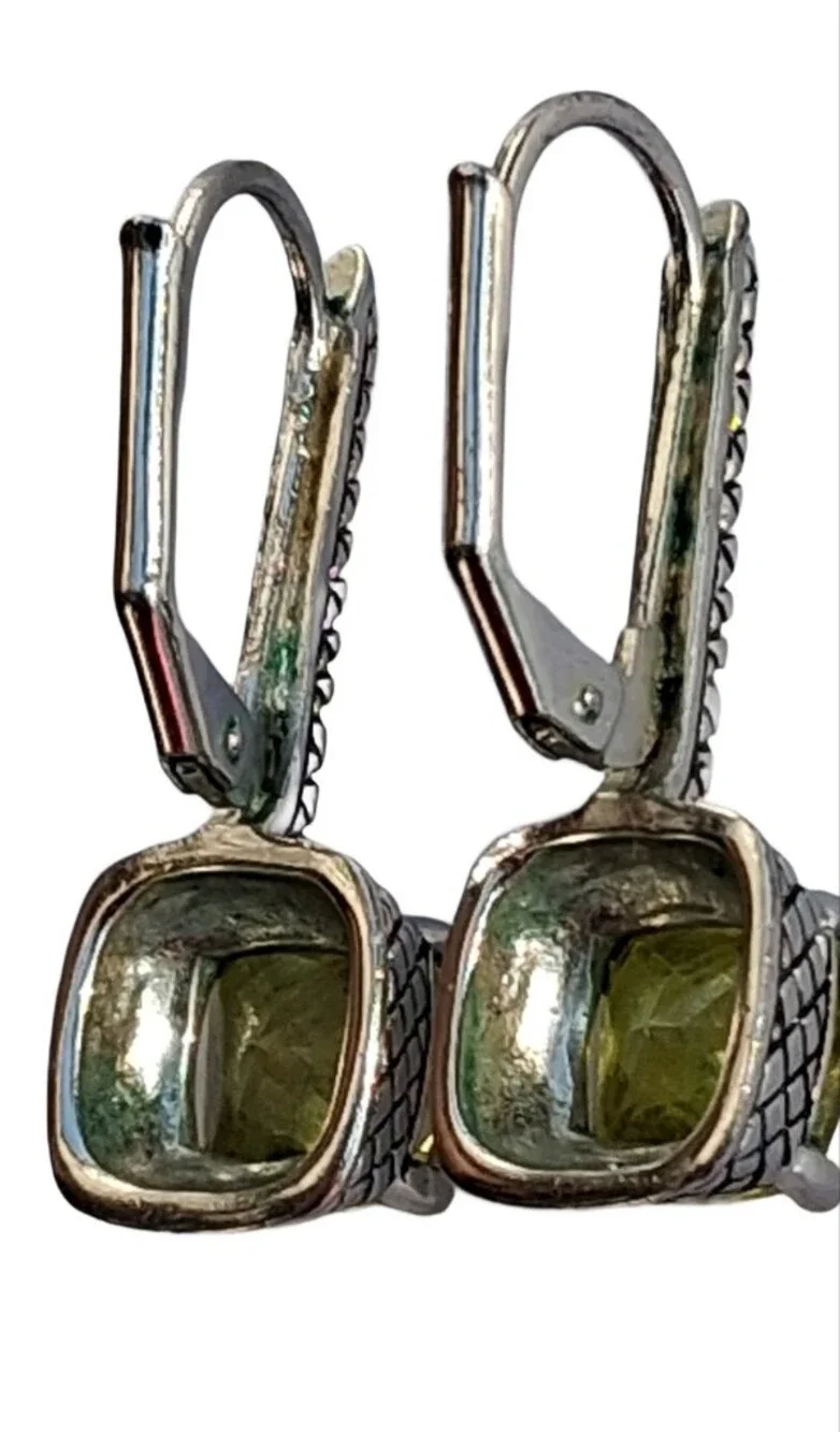 Premier Designs Vintage Cushion Cut Yellow Citrine Leverback Drop Earrings PD